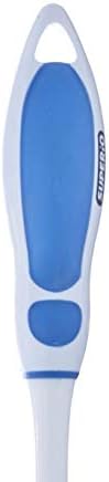 Superio Toilet Bowl Brush and Holder with Under Rim Cleaner for Bathroom, Toilet Brush and Caddy with Non Scratch Bristles and Under Rim Lip Brush, White and Blue (2 Pack)