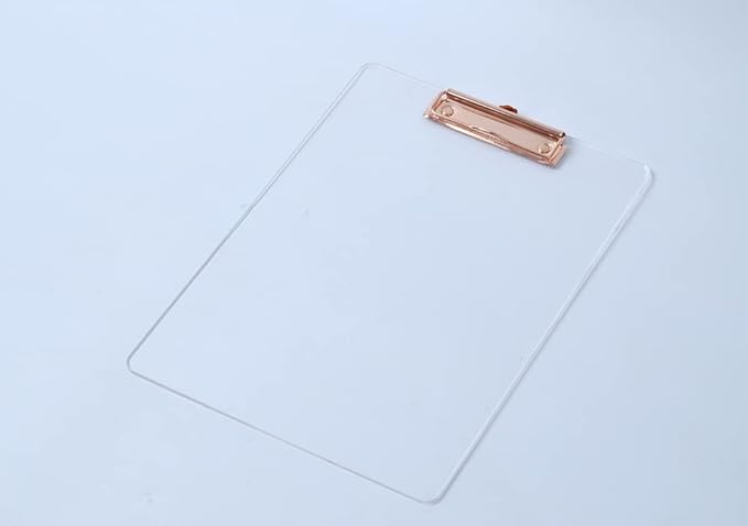 JIARI 2 Pack Clear Acrylic Office Clipboard A4 Letter Size 8.6" x 12.2" (Rose Gold)