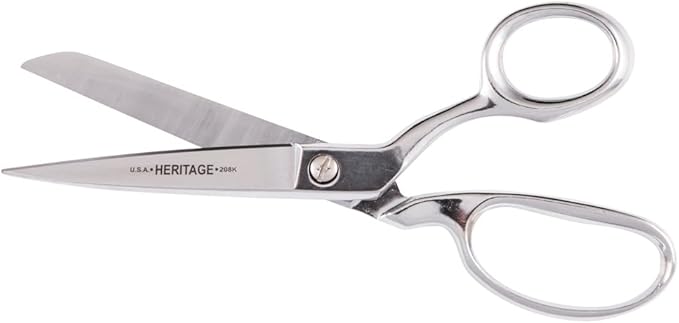 Klein Tools 208K Scissors, Made in USA, Bent Trimmer with Knife Edge for Easy Fabric Table Top Cutting, 8-Inch