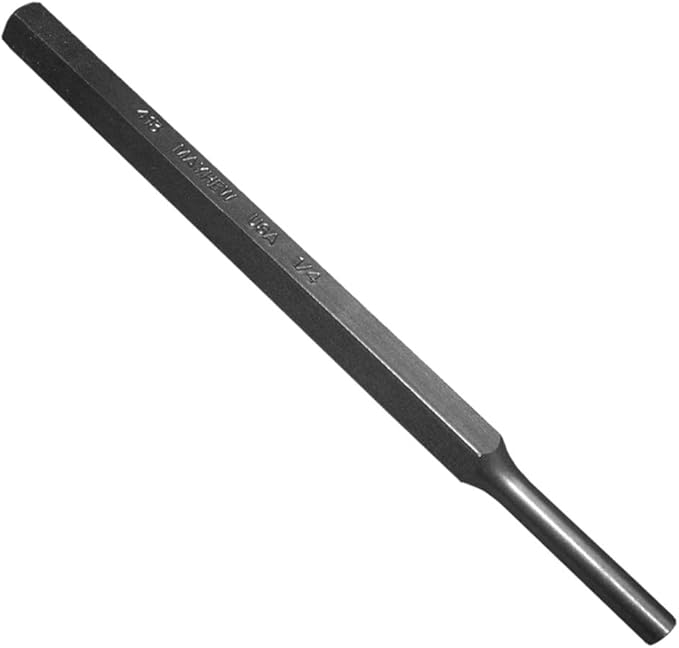 Mayhew Tools 71005 SAE Pin Punch, 1/4 x 1.25" Pin, 5-3/4" OAL x 3/8" Body, Shot Blast Finish