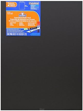 Elmer's Foam Board Multi-Pack, 18 x 24 Inches, 3/16 Inch Thickness, Black, 2 Pack