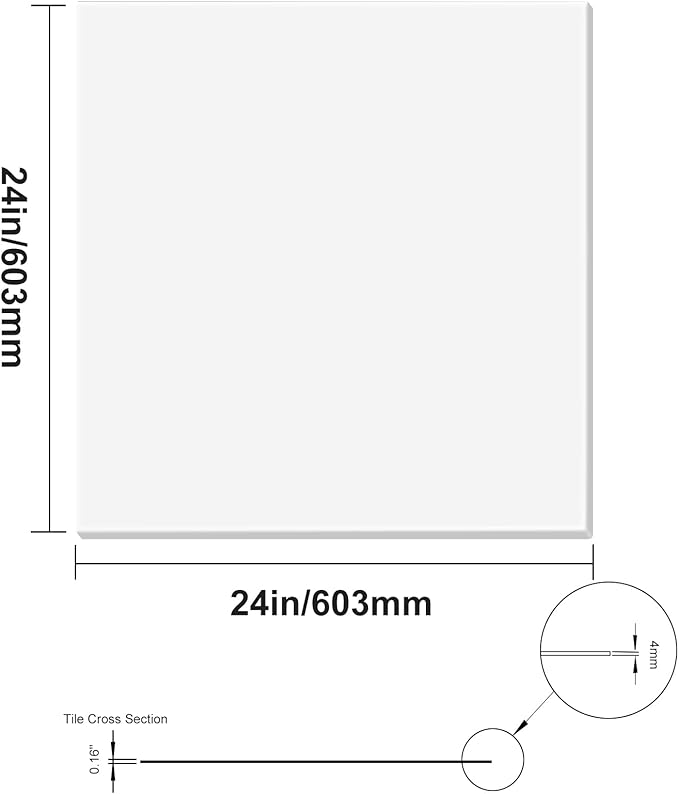 VEVOR 12-Pack 24 x 24 in Drop Ceiling Tiles - Premium PVC Foam Sheet, Fire-Rated & Flexible, Easy Installation, Home/Office Decoration, Smooth White