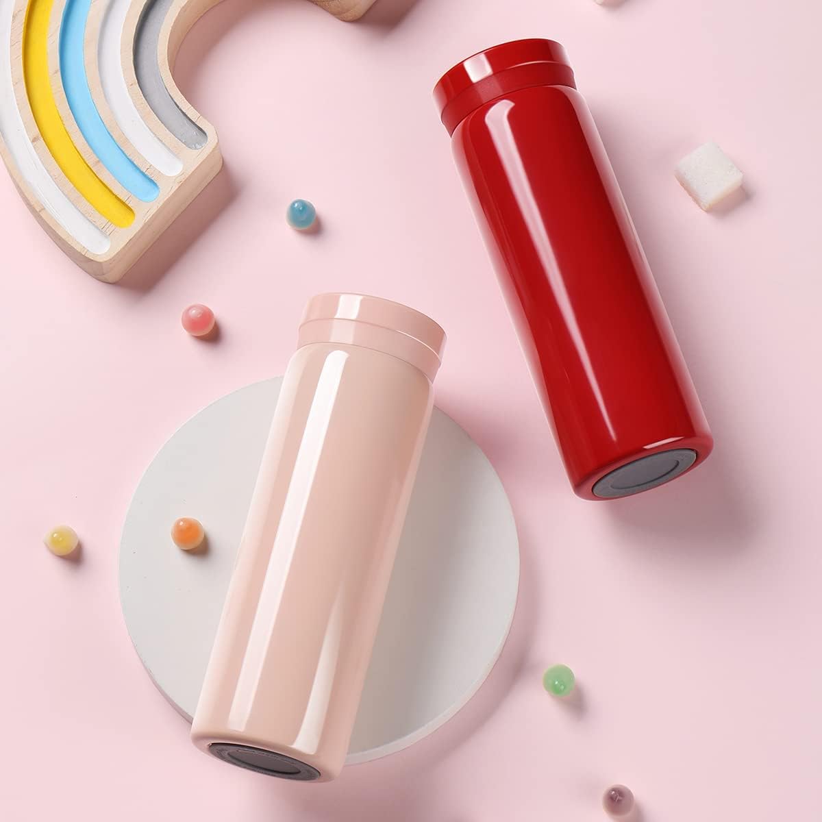 Mini Thermos Cute Water Bottle - 7 oz Tiny Insulated Vacuum 18/10 Stainless Steel Small Flask - Leak Proof & Spill Proof & Keeps Cold and Hot for Drink, Coffee, Tea - Pink
