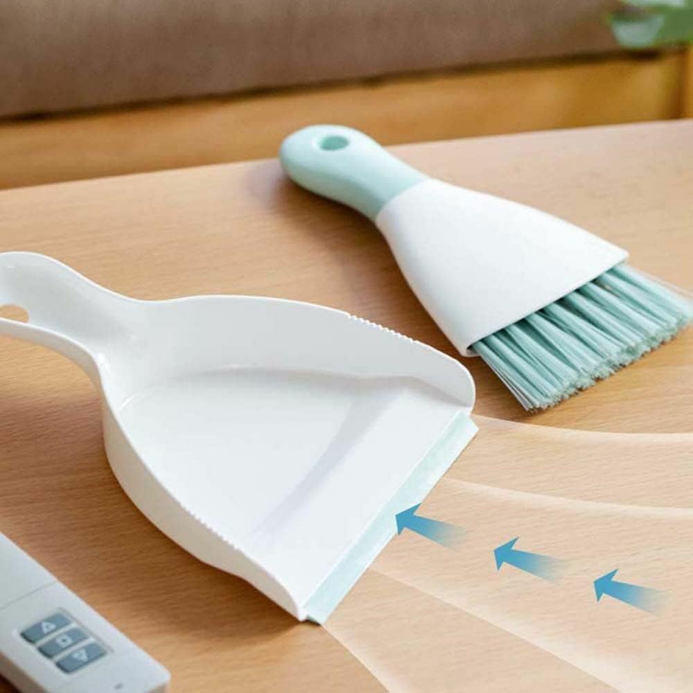 Dust pan Broom Brush Dustpan - Small Broom and Dustpan Set,Mini Broom and Dustpan,Small Dustpan and Brush Set for Home Cleaning, Sofa, Desk, Guinea Pig Cage, Cat Litter etc.(Light Blue)