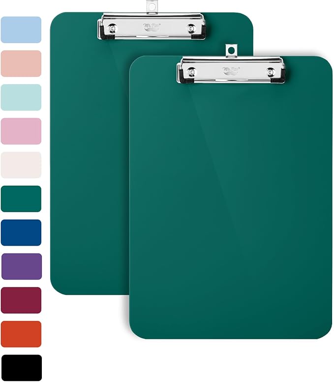 Mr. Pen- Plastic Clipboard, 12.5" x 9", 2 Pack, Clipboard Plastic, Low-Profile Metal Clip with Retractable Hanging Hole