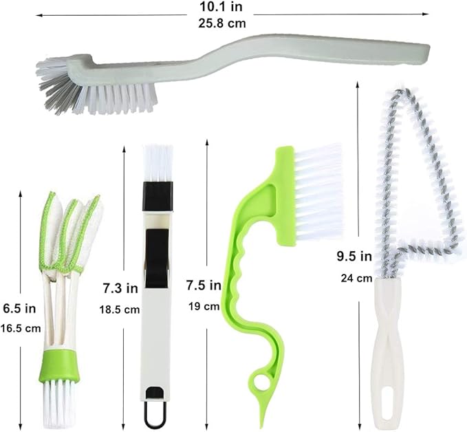 Window or Sliding Door Track Cleaning Brush, Tile Lines Brush,Window Blind Duster, 2-in-1 Windowsill Sweeper, Hand-held Groove Gap, 5 Pieces