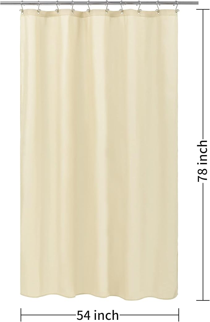 ALYVIA SPRING Stall Fabric Shower Curtain Liner Waterproof - Soft & Lightweight Long Stall Size Shower Curtain with Magnets, Machine Washable - 54x78, Cream