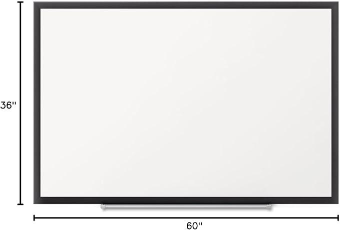Quartet Magnetic Dry Erase White Board, 60"W x 36"H Whiteboard, Nano-Clean Surface Resists Ink Stains, Black Aluminum Frame (SM535B)