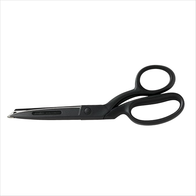 Gingher Featherweight Bent Handle Scissors - 8" Stainless Steel Shears - Sharp Fabric Scissors - Black