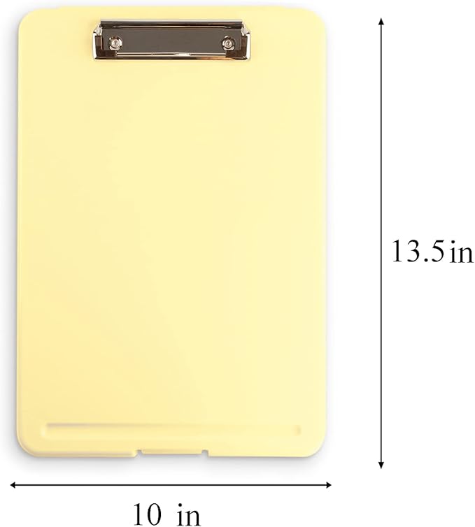 Clipboard with Storage Slim Folding for Nursing, Teachers, Coaches & Office, Plastic Heavy Duty with Pen Holder (9.5” x 13.5”) (Yellow)