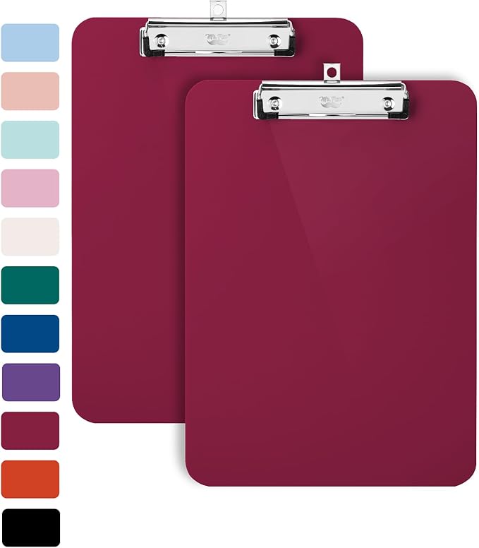 Mr. Pen- Plastic Clipboard, 12.5" x 9", 2 Pack, Clipboard Plastic, Low-Profile Metal Clip with Retractable Hanging Hole