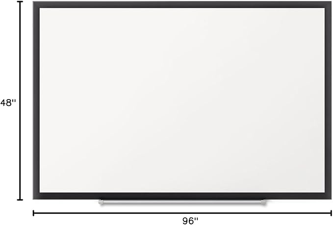 Quartet Magnetic Dry Erase White Board, 96"W x 48"H Whiteboard, Nano-Clean Surface Resists Ink Stains, Black Aluminum Frame (SM538B)