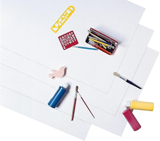 Pacon 104225 Peacock Four-Ply Railroad Board, 22 x 28, White, 100/Carton