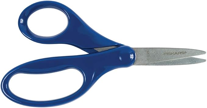 Fiskars Safety-Edge Pointed-tip Kids Scissors - 5 inches - Blue - Includes Blade Cover