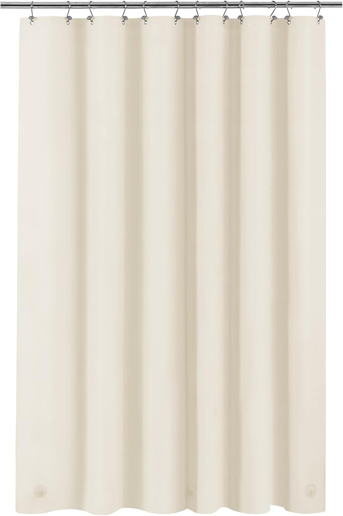 Barossa Design Extra Long Beige Shower Curtain Liner with 3 Magnets - 72" x 84" XL, Waterproof PEVA Lightweight Shower Liner for Bathroom, PVC Free, Metal Grommets - Beige, 72x84