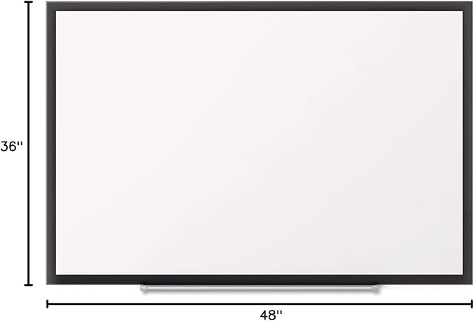 Quartet Magnetic Dry Erase White Board, 48"W x 36"H Whiteboard, Nano-Clean Surface Resists Ink Stains, Black Aluminum Frame (SM534B)