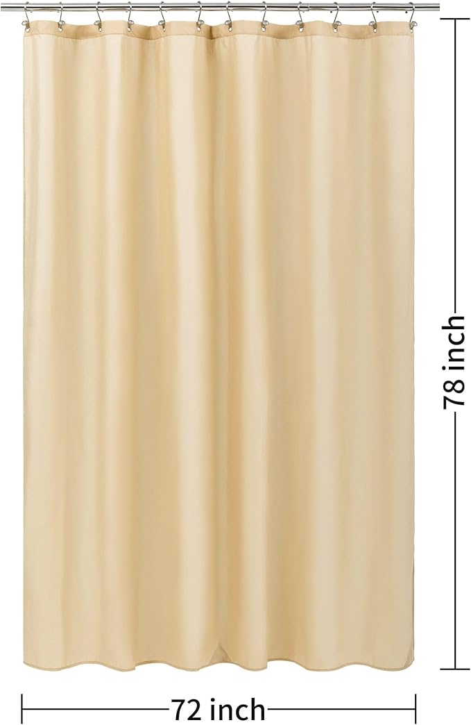 ALYVIA SPRING Long Fabric Shower Curtain Liner Waterproof - 72" W x 78" L, Soft & Lightweight Long Shower Curtain with 3 Magnets, Machine Washable - 72x78, Khaki