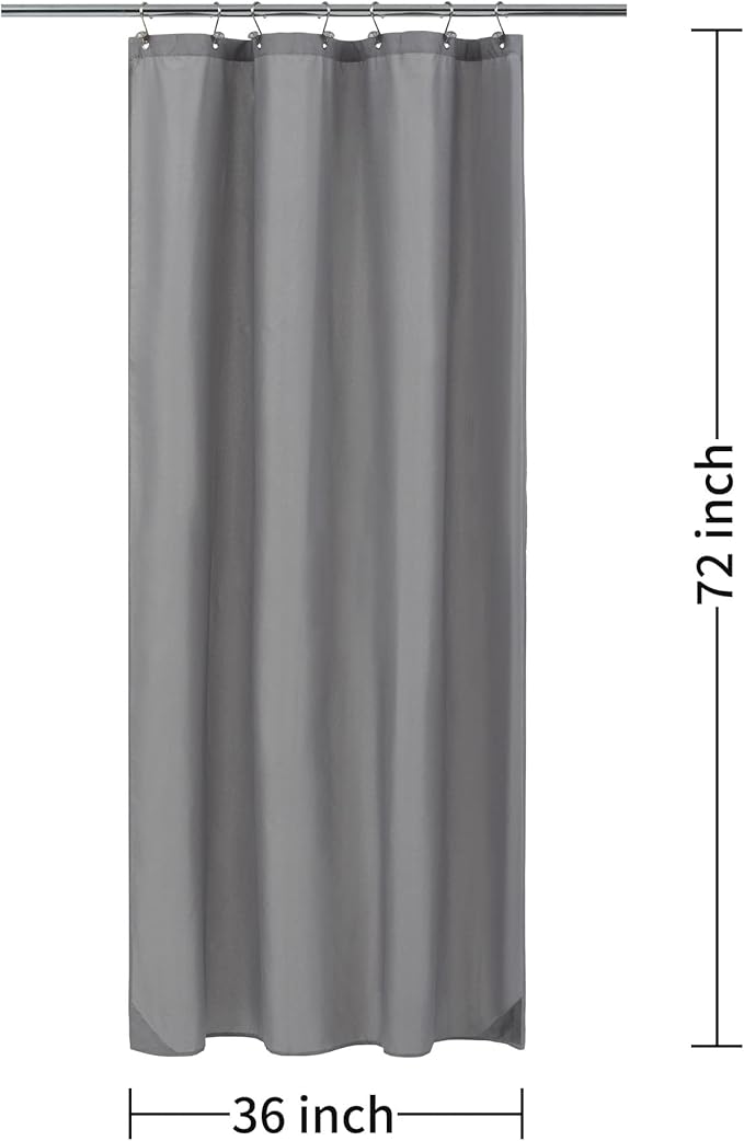 ALYVIA SPRING Stall Fabric Shower Curtain Liner Waterproof - 36" x 72", Soft & Lightweight Small Shower Curtain with Magnets for Narrow Stall Size, Machine Washable - 36x72, Grey