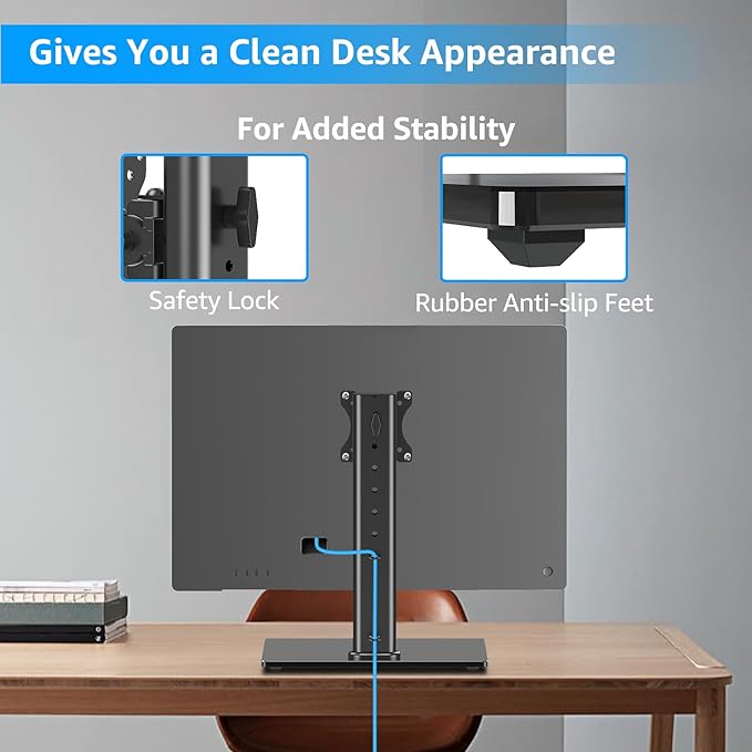 MOUNTUP Monitor Stand for Desk, Freestanding Monitor Mount Fits 13-32 inch Screen up to 17.6 lbs, Screen Stand with Swivel, Height, Rotation Adjustment, VESA Mount 100 x 100mm, 75 x 75mm (Pack of 2)