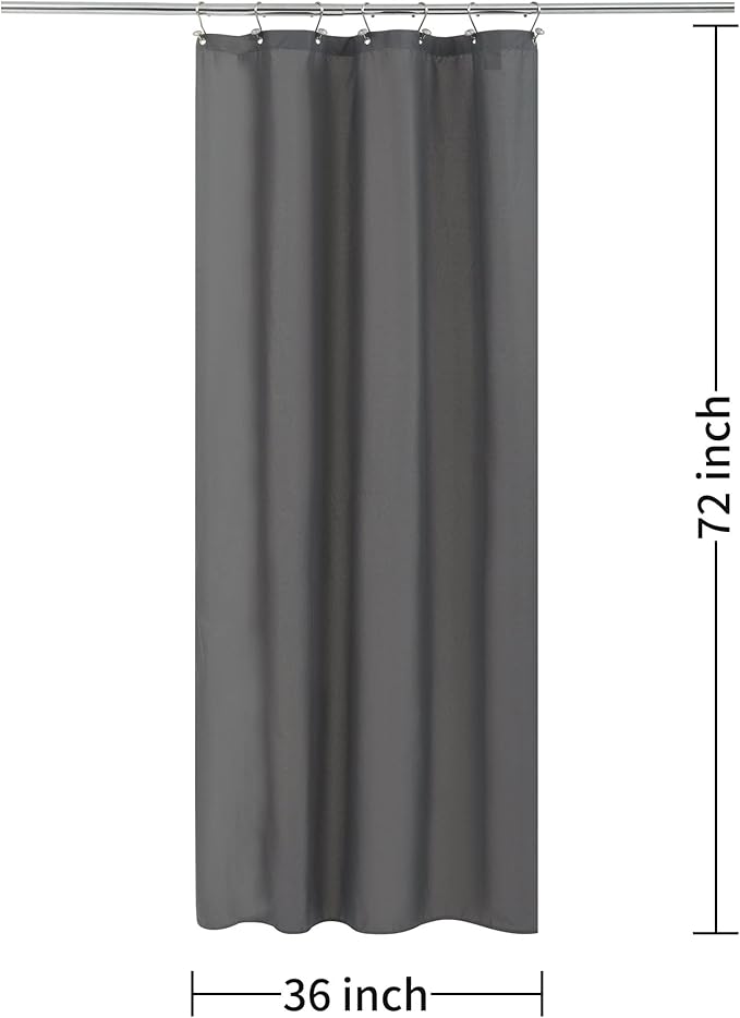 ALYVIA SPRING Stall Fabric Shower Curtain Liner Waterproof - Soft & Lightweight Small Shower Curtain with Magnets for Narrow Stall Size, Machine Washable - 36x72, Dark Gray