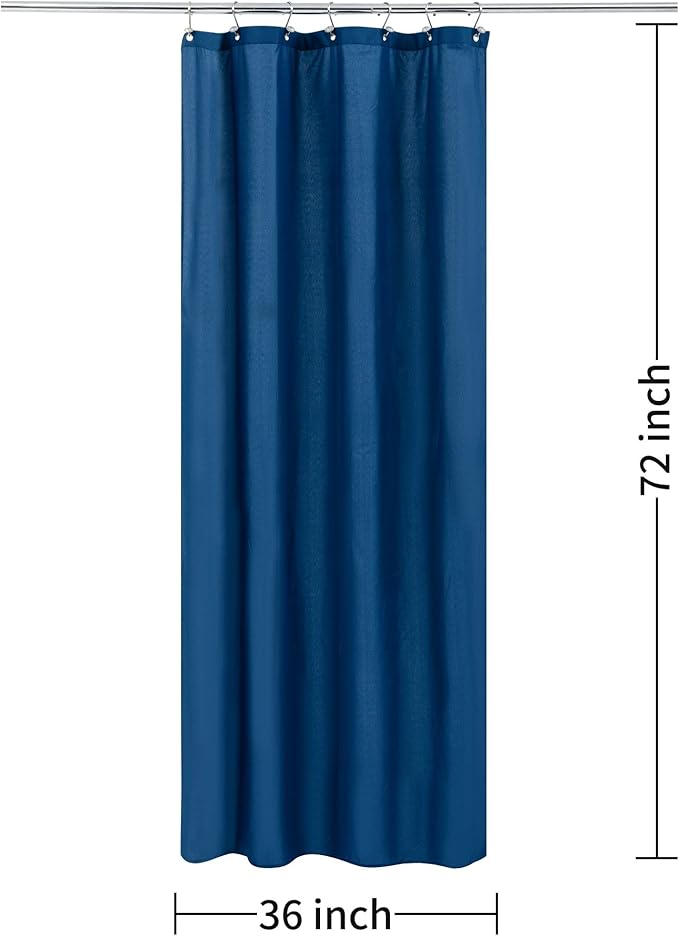 ALYVIA SPRING Stall Fabric Shower Curtain Liner Waterproof - Soft & Lightweight Small Shower Curtain with Magnets for Narrow Stall Size, Machine Washable - 36x72, Navy
