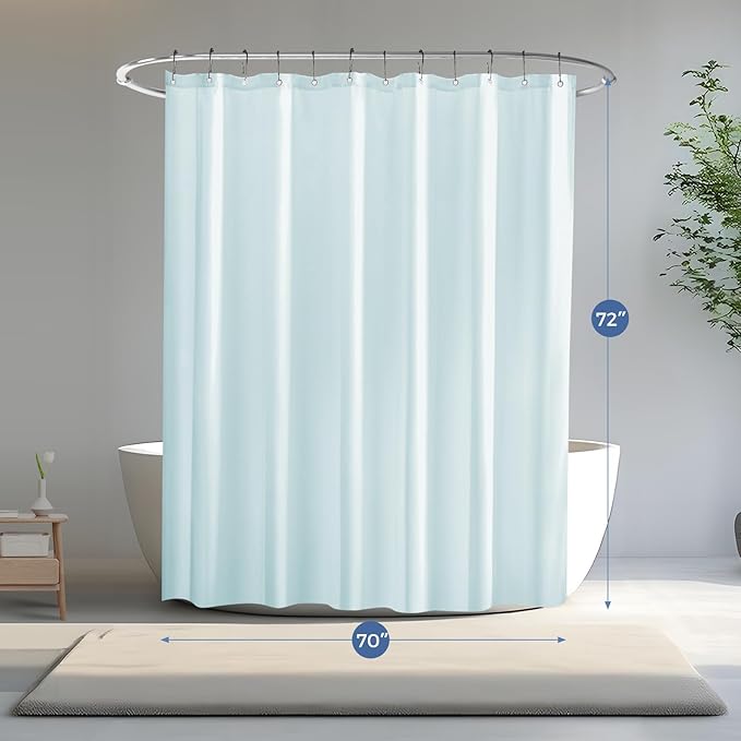 downluxe Waterproof Fabric Shower Curtain Liner, Soft Cloth Shower Liner with 3 Magnets, Machine Washable & Hotel Quality Bathroom Curtain, 70" W x 72" L, Blue