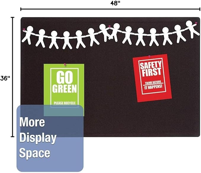 Quartet Bulletin Board, Fabric, 4' x 3', Frameless, High-Density Fiberboard, Oval Office, Black (7684BK)