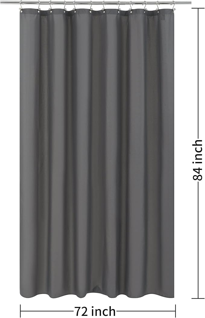 ALYVIA SPRING Extra Long Fabric Shower Curtain Liner Waterproof - 72" x 84", Soft & Lightweight XL Shower Curtain with 3 Magnets, Machine Washable - 72x84, Dark Gray