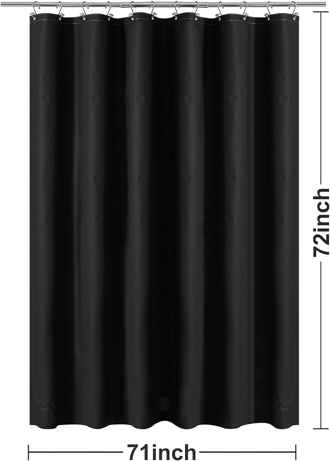 Barossa Design Black Shower Curtain Liner - Premium PEVA Plastic Shower Curtain for Bathroom, Lightweight Standard Size with 3 Magnets, Metal Grommets