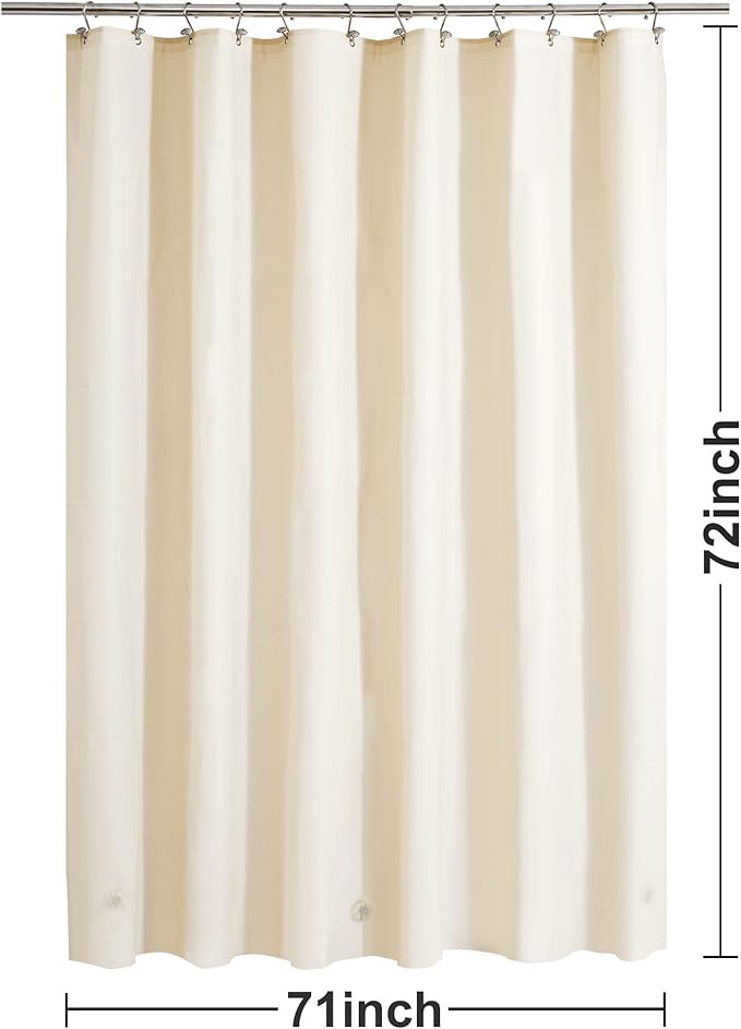 Barossa Design Beige Shower Curtain Liner - Premium PEVA, BPA & PVC Free, No Chemical Smell, Lightweight Standard Size Shower Curtain with 3 Magnets, Metal Grommets - Beige