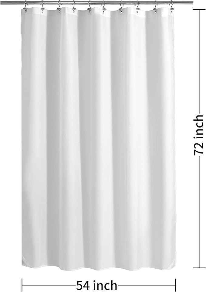 ALYVIA SPRING Stall Fabric Shower Curtain Liner Waterproof - 54" x 72", Soft & Lightweight Stall Size Shower Curtain with Magnets, Machine Washable - 54x72, White