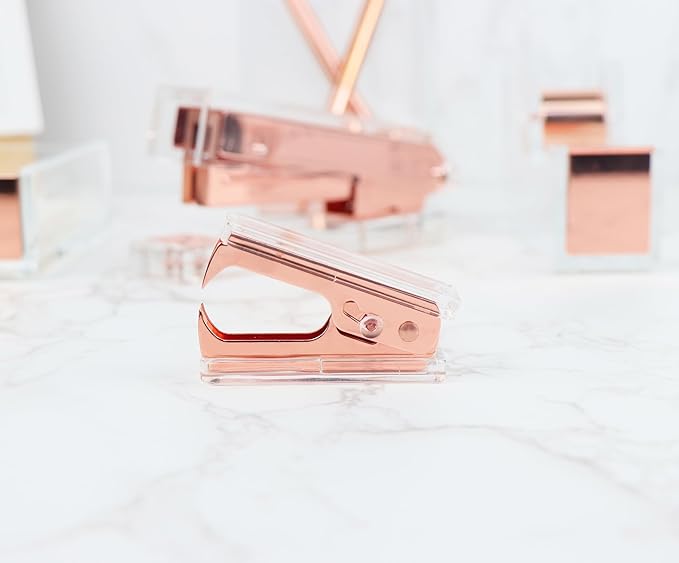 NatSumeBasics Clear Acrylic Staple Remover 2pcs Rose Gold Cute Staple Stapler Removers Staples Puller Tool for Home Office School Desk Accessories (2 Rose Gold)