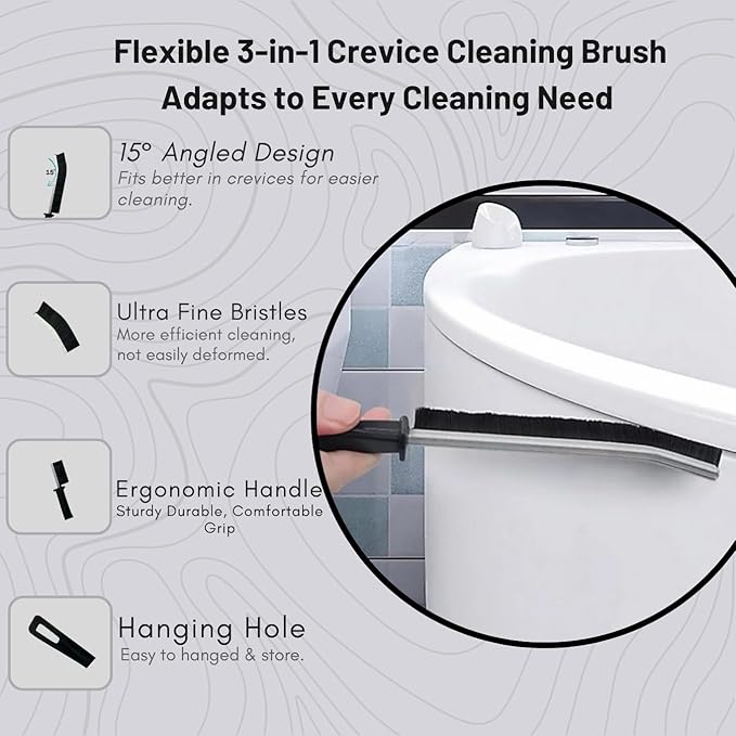 Hard Bristle Crevice Cleaning Brush Set, Multi Color, 6 Pack, 23cm Length, for Gap, Floor, Toilet Cleaning