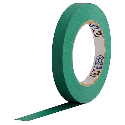 ProTapes Colored Crepe Paper Masking Tape, 60 yds Length x 1/2" Width, Dark Green (Pack of 72)