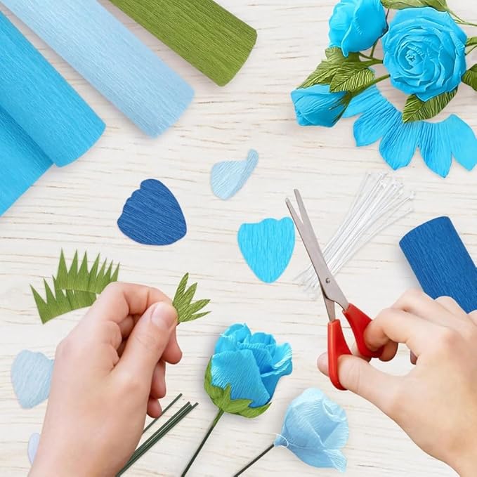 Baby Blue Crepe Paper Roll - 81' (1 Count) - Great for Stunning DIY Crafts, Party Decor, and More