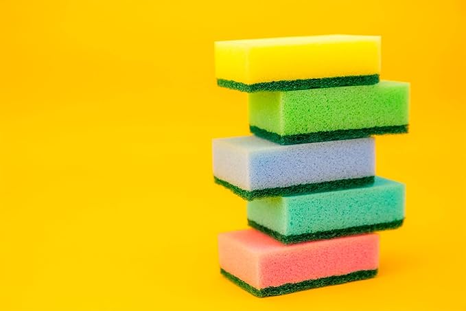 DecorRack 80 Kitchen Sponges, Heavy Duty Dish Sponges, Household Cleaning, Bathroom, Car Wash - Bulk Pack, Multicolor (Pack of 80)