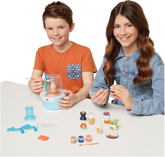 Make It Real Mini Pottery Studio - 26-Piece DIY Pottery Kit with Mess-Free Air Dry Clay - Create 10 Miniature Projects, Beginner to Master Levels - Innovative Centering Tool - Great for Kids Ages 8