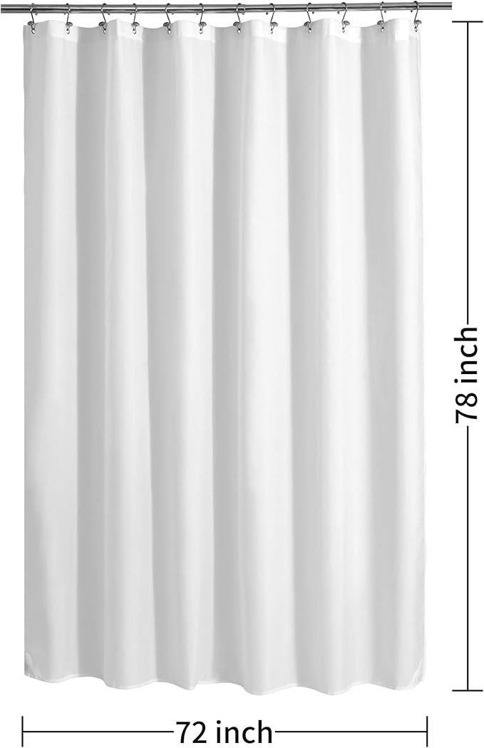 ALYVIA SPRING Long Fabric Shower Curtain Liner Waterproof - 72" x 78", Soft & Lightweight Long Shower Curtain with Magnets, Machine Washable - 72x78, White