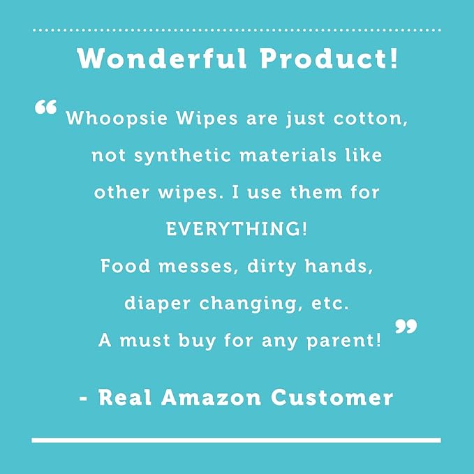 Whoopsie Wipes – The Original 100% Pure Cotton Dry Baby Wipes – Ultra Soft, Unscented, Chemical-Free Wipes for Sensitive Skin – Use Dry or Add Water for Wet Wipes – 2 Packs (200 Count).