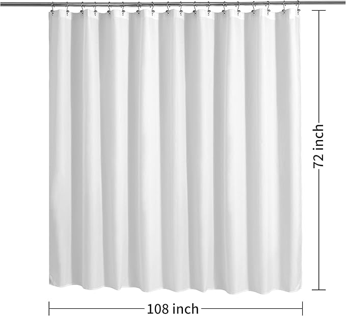 ALYVIA SPRING Extra Wide Fabric Shower Curtain Liner Waterproof - 108" x 72", Soft & Lightweight Wide Shower Curtain with Magnets, Machine Washable - 108x72, White