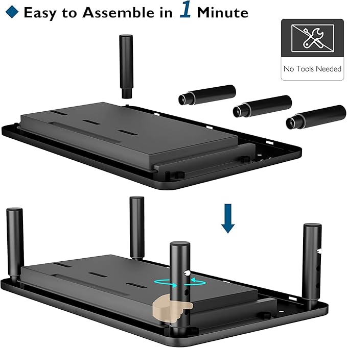 BONTEC 2 Pack Adjustable Monitor Stand Riser with Drawer, Ergonomic Mesh Platform Computer Monitor Stand for Desk, Ventilated Laptop and PC Stand with Cable Management, Supports up to 44lbs