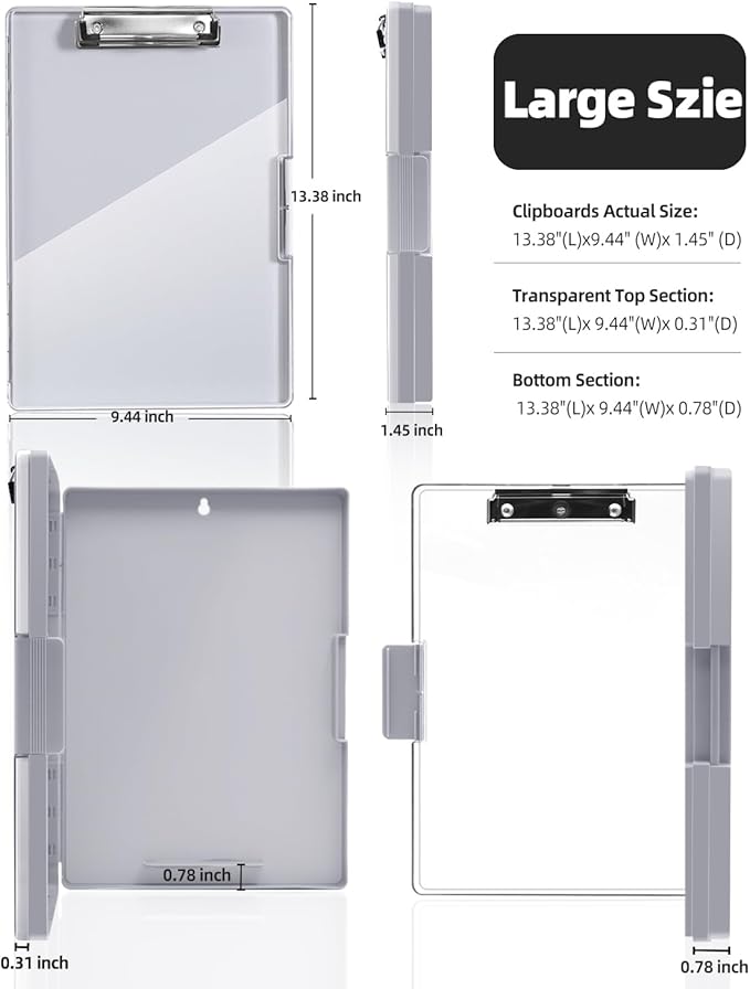 Clearview Clipboard with 2 Storage, Dry Erase 8.5x11 Heavy Duty ClipBoards - High Capacity Coaches Clip Board with Pen Holder - Side Opening Plastic Nursing Clip Case (Lvory)