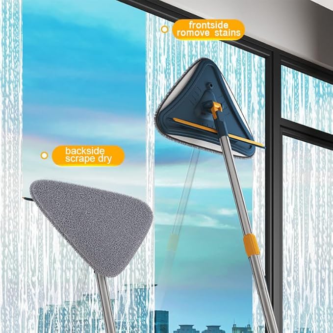Wall Cleaner Mop with Long Handle, 5-in-1 Wall Cleaning Dust Mop with 6 Replacement Chenille Microfiber Pads, Squeegee, Scrubber, Duster Cleaning Tools for Wall, Window, Floor, Ceiling