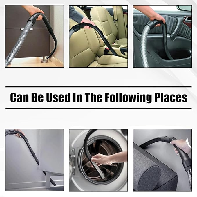 Universal 25" Long Flexible Crevice Tool Vacuum Attachment with Removable Brush Head For All 1-1/4 in or 1-3/8 inch Connector Hoses Helps Clean Cobwebs on the ceiling, Dryer Lint, Under Furniture