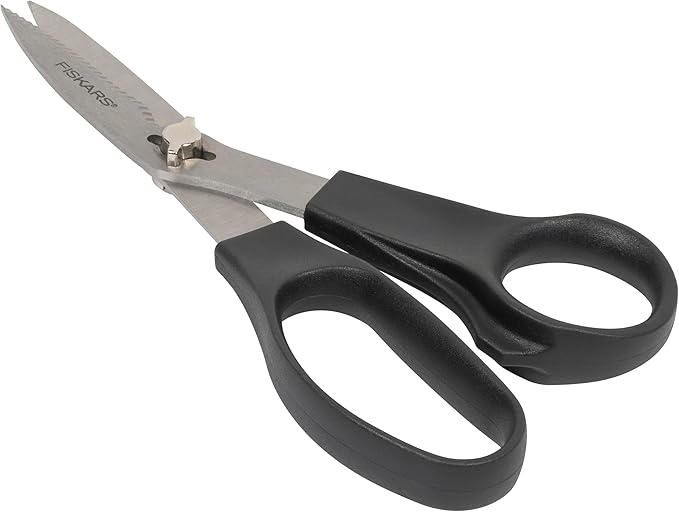 Fiskars Everyday Take-Apart Shears, Multipurpose Scissors, Hardened Stainless Steel Blades & Serrated Edge with Power Notch, 7”, Gray