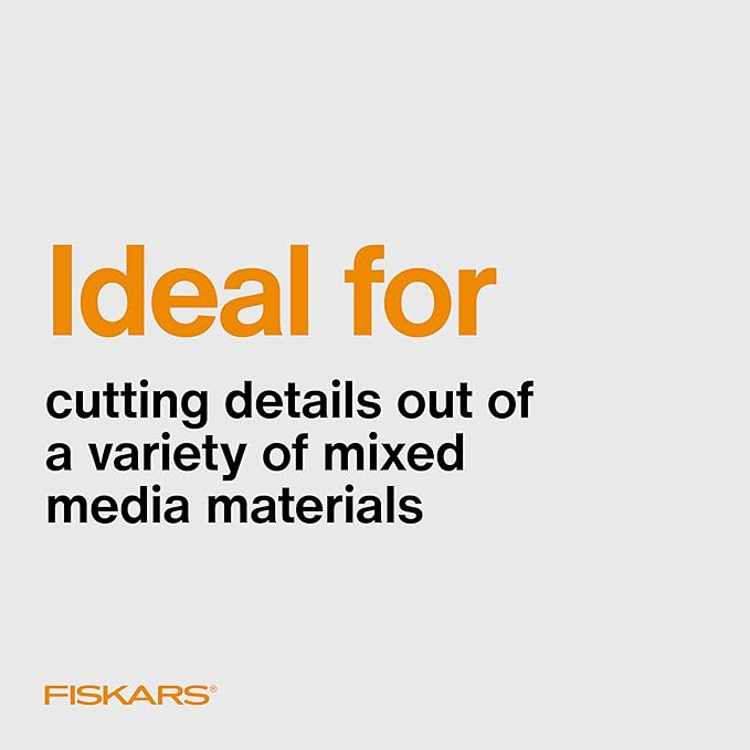 Fiskars Micro-Tip Scissors, Precision Cutting Shears, Titanium Blades & SoftGrip Handle for Intricate Cuts, 5”, White/Gray
