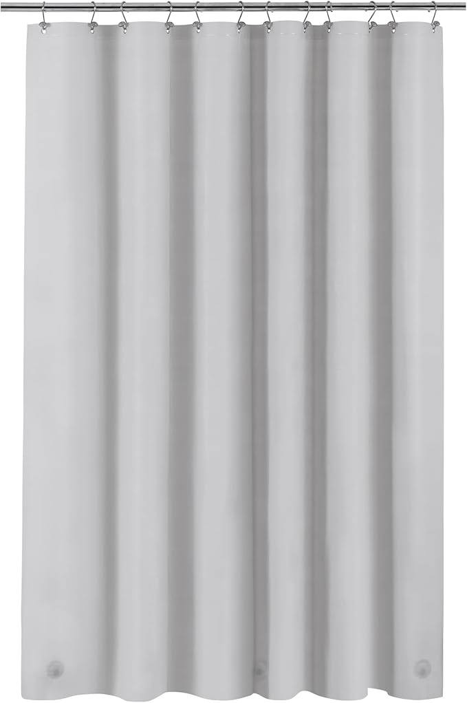 Barossa Design Extra Long Shower Curtain Liner with 3 Magnets - 72" x 84" XL, Waterproof PEVA Lightweight Shower Liner for Bathroom, PVC Free, Metal Grommets - Silver Gray, 72x84