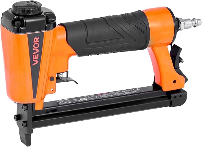 VEVOR Pneumatic Staple Gun, 21 Gauge Pneumatic Upholstery Stapler for 80 Series 1/2-inch Crown 1/4"-5/8" Length Staples, 70-110 PSI Air Staple Gun for Woodworking, Upholstering, Crafts, DIY Projects