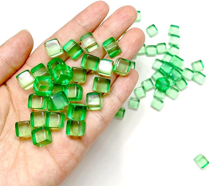 200PCS 8mm/0.3" Acrylic Super Small Clear Transparent Counting Markers Multicolor Cubes D6 Blank Dice for Tabletop Gaming (Green)