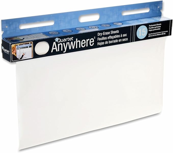 Quartet Dry Erase Sheets, Anywhere, 24" x 31-1/2", 15 Sheets (85563)